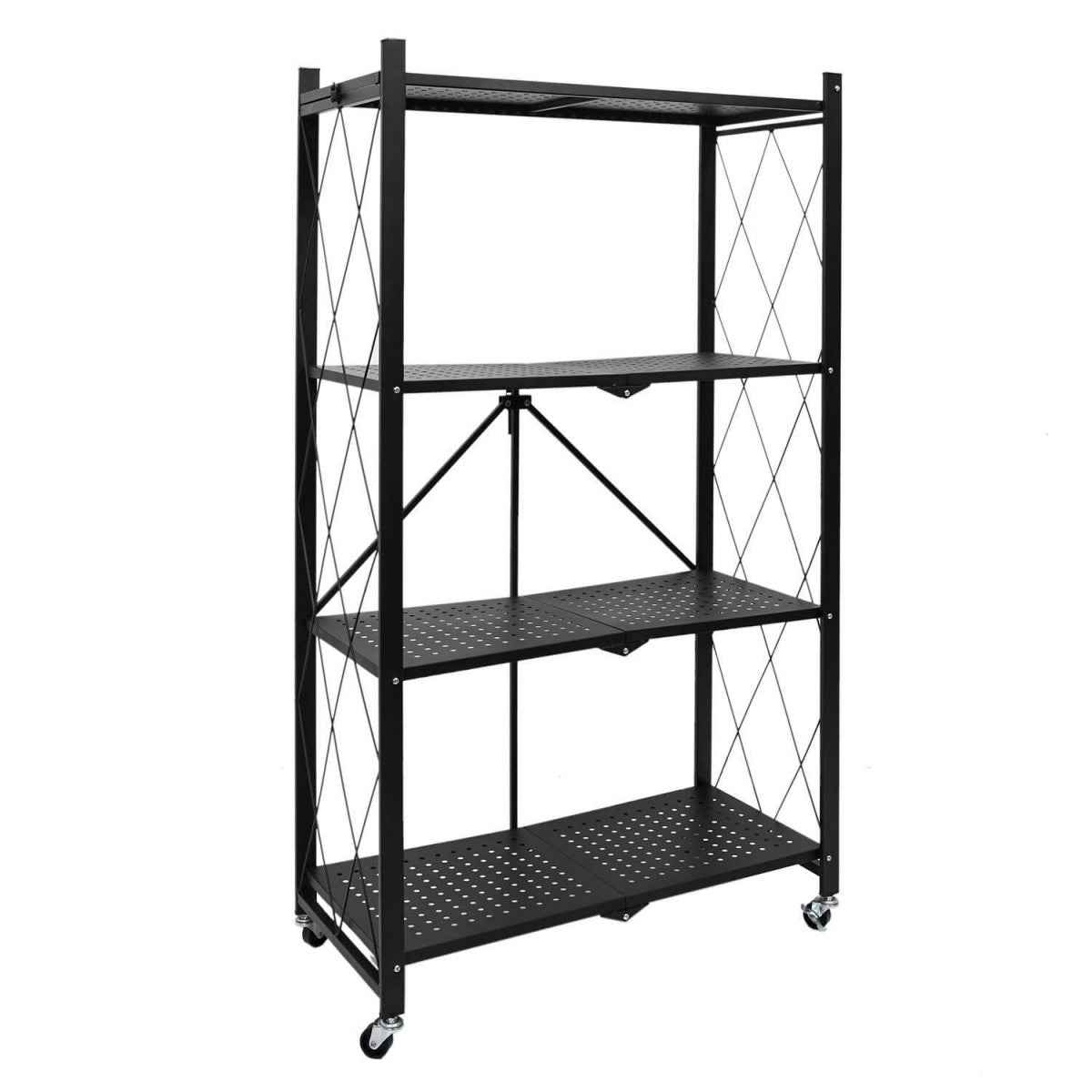 Étagères de rangement en métal robustes à 5 niveaux avec roues et pliable