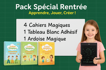 Pack Spécial rentrée 6 en 1 : 4 Cahier magique + 1 Ardoise magique + 1 Tableau Adhésif blanc - EMMAG GOD'S BLESSING ENTERPRISE