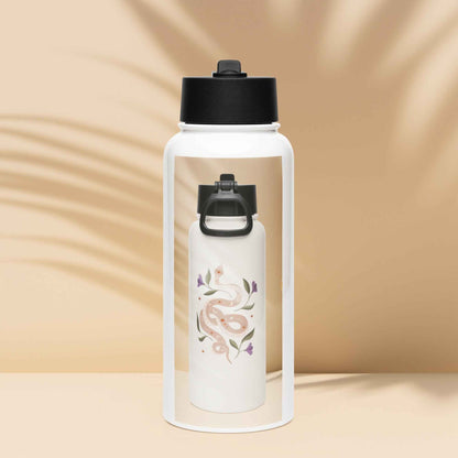 Stainless steel water bottle with a straw lid