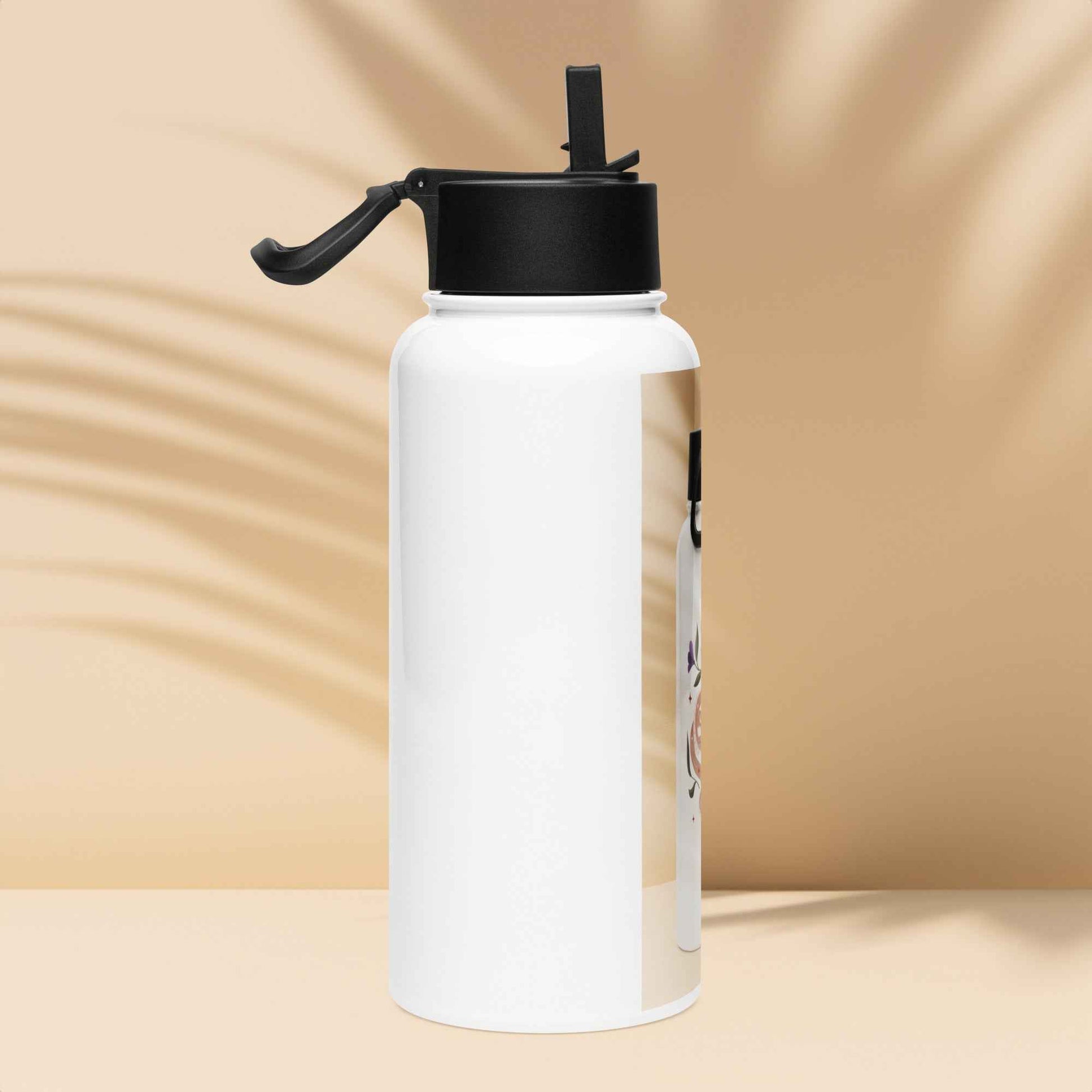 Stainless steel water bottle with a straw lid